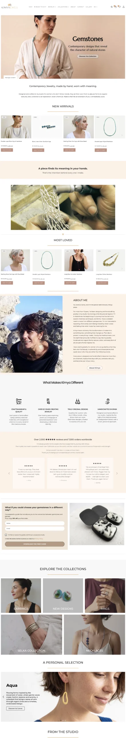 Kimya Jewels bilingual ecommerce website design